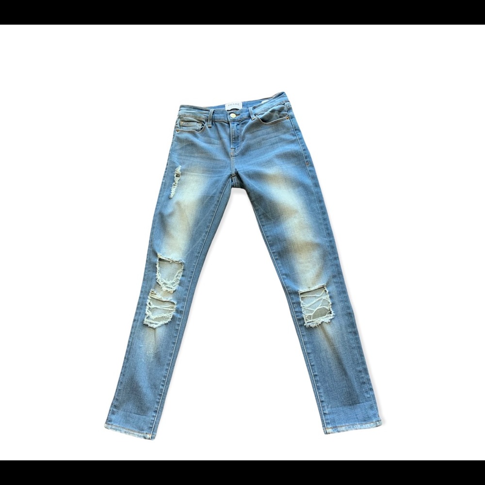 Frame Distressed Le Skinny Jeanne Sz 27 - Picture 2 of 6